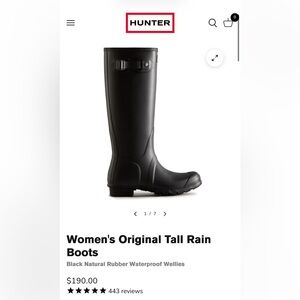Hunter Black Tall Rain Boots